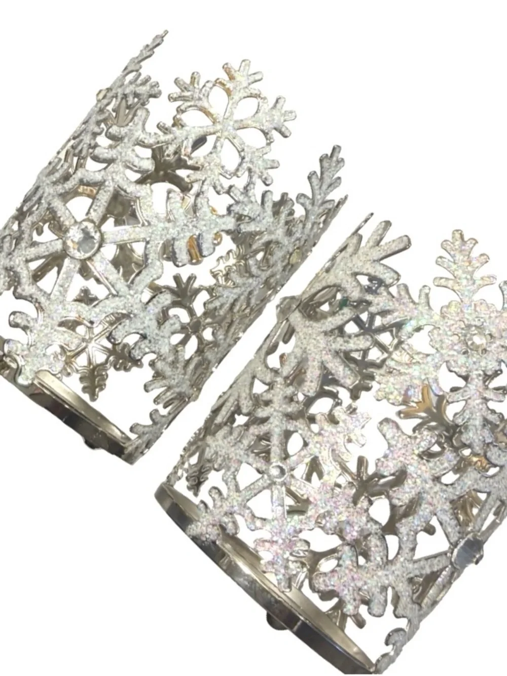 2 Snowflake Candle Holders
